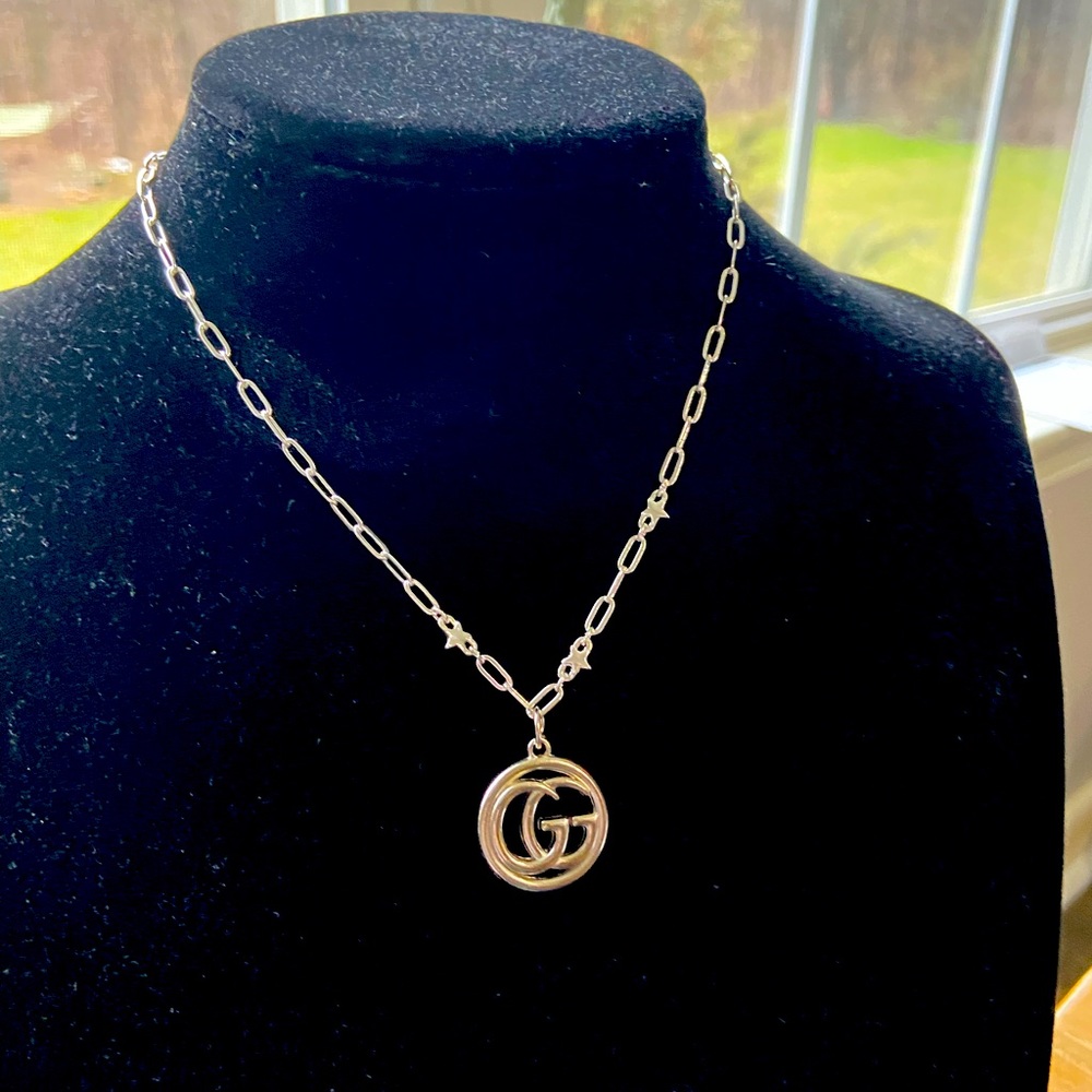Upcycled GG Gucci zipper pull necklace